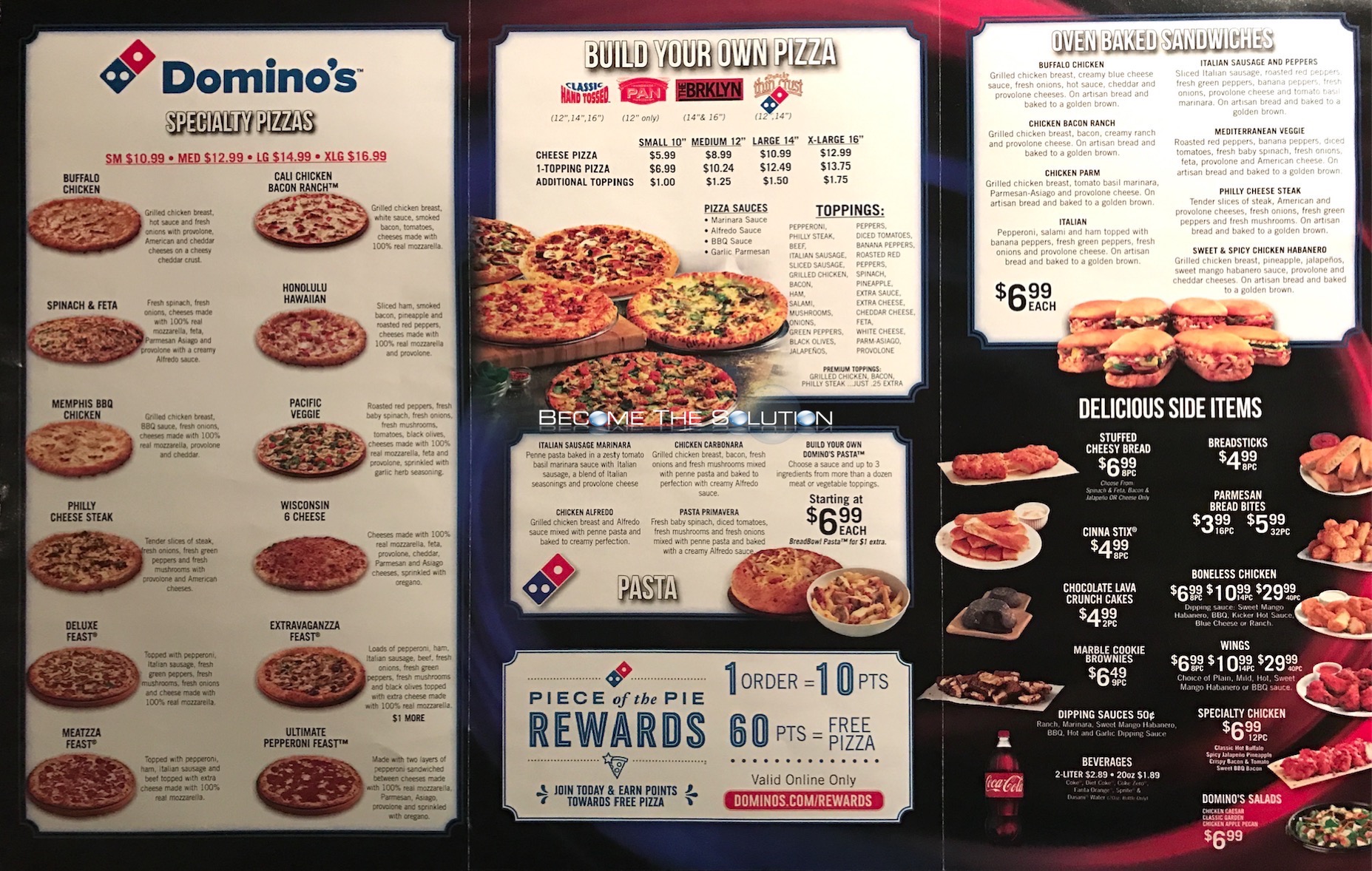 Domino's Carry Out Menu Chicago (Scanned Menu With Prices)